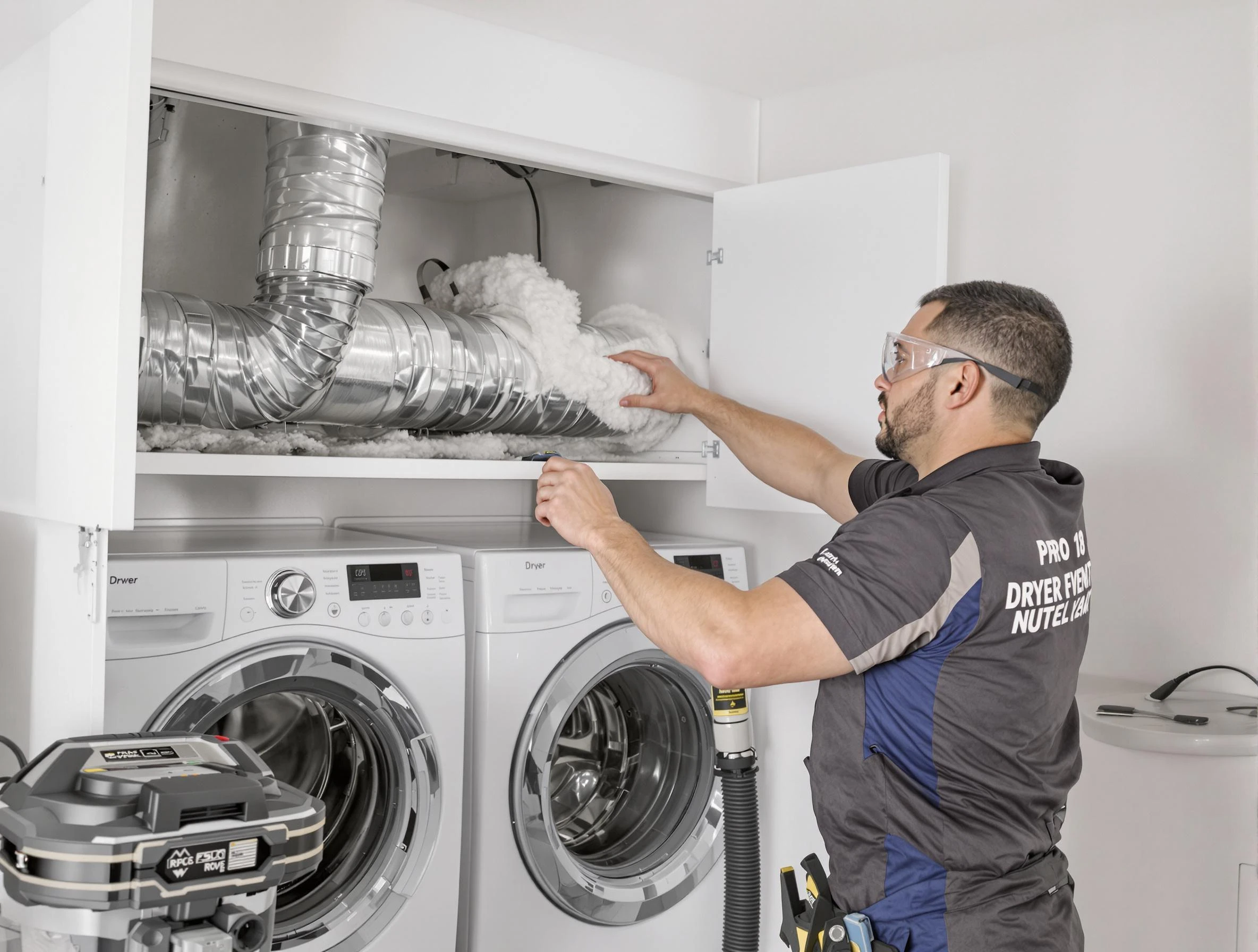Stonecrest Dryer Vent Cleaning certified technician performing specialized gas dryer vent cleaning in Stonecrest